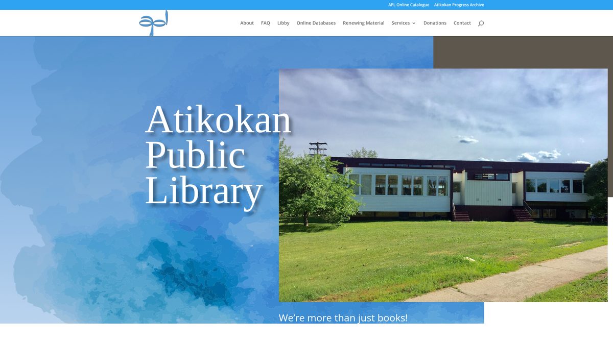 Atikokan Public Library homepage screenshot