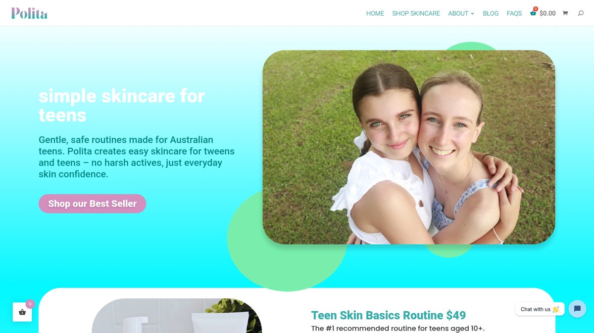 Polita Skincare homepage screenshot